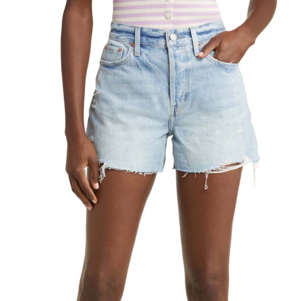 PISTOLA CONNOR Relaxed Raw Hem Denim Cutoff shorts